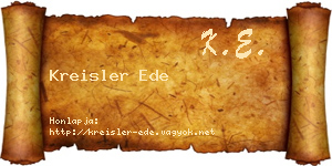 Kreisler Ede névjegykártya